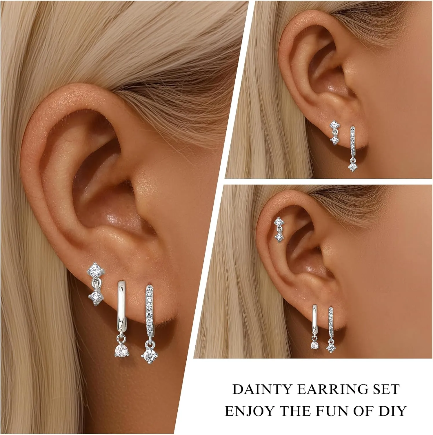 GEORGE  SMITH Sterling Silver Star Earrings for Women, 14K Gold Huggie Hoop Earring Sets for Multiple Piercing, Hypoallergenic Star Stud Set Earrings Stacks for Women Trendy Jewelry