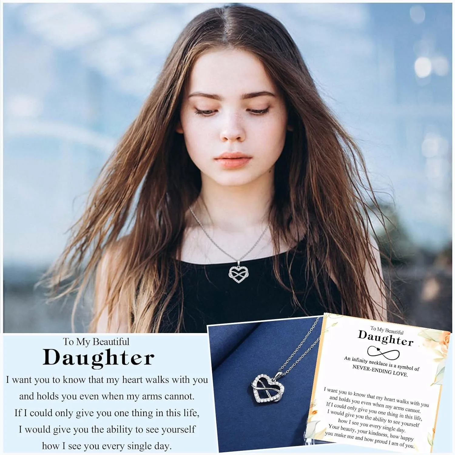 Gifts for Daughter Sister Girlfriend Granddaughter Niece, Infinity Heart Necklace Present on Christmas Birthday Mothers Day Valentines Day Graduation Back to School Easter Stocking Stuffers