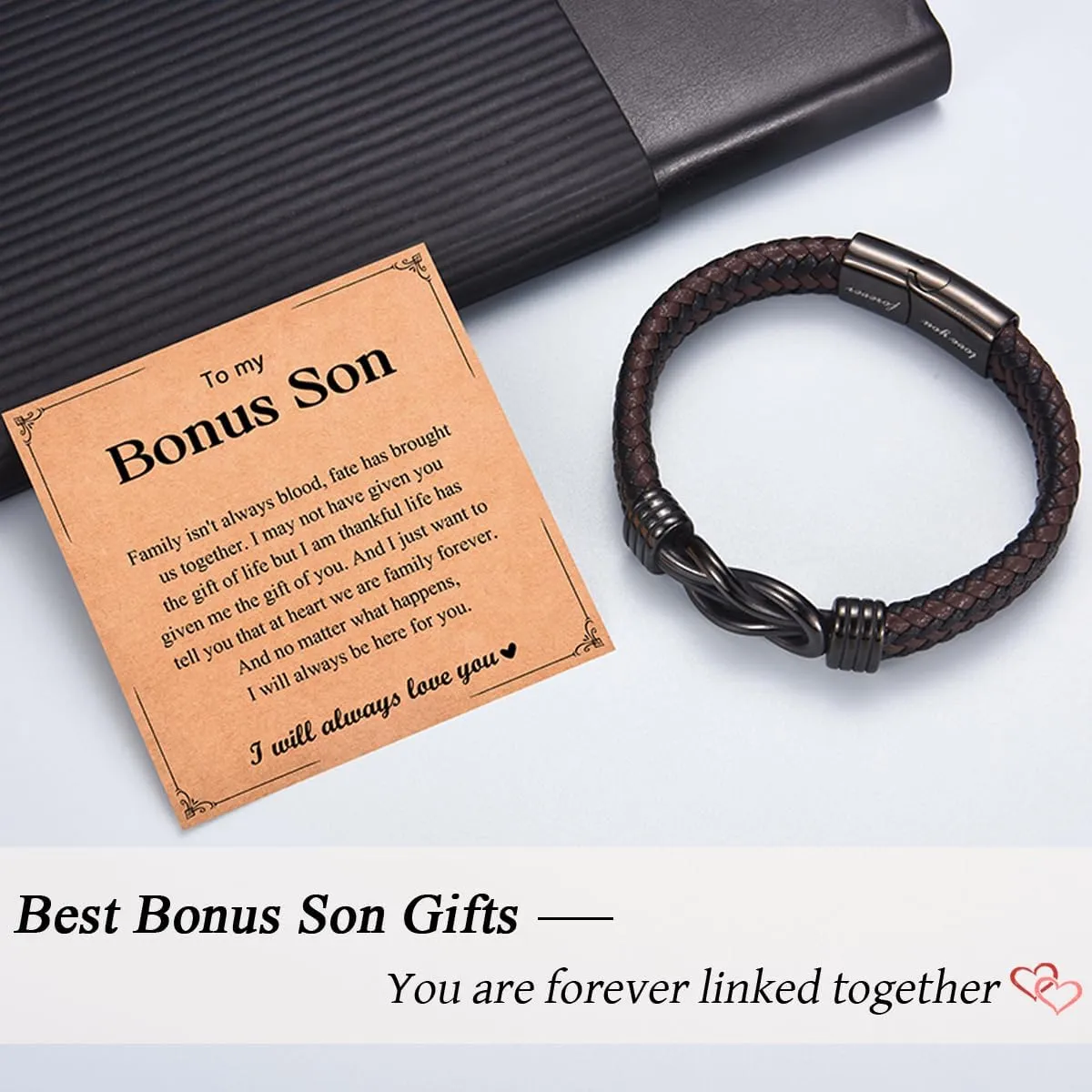 Gifts for New Dad Grandpa Uncle Bonus Son Grandson Brother Nephew Friends, Braided Leather Bracelet, Fathers Day Birthday Valentines Christmas Graduation Gifts for Men Boys