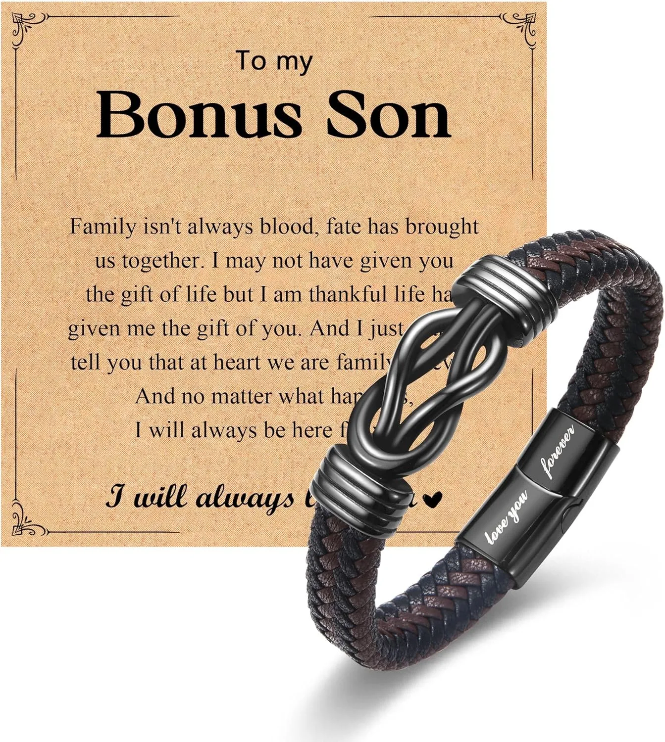 Gifts for New Dad Grandpa Uncle Bonus Son Grandson Brother Nephew Friends, Braided Leather Bracelet, Fathers Day Birthday Valentines Christmas Graduation Gifts for Men Boys