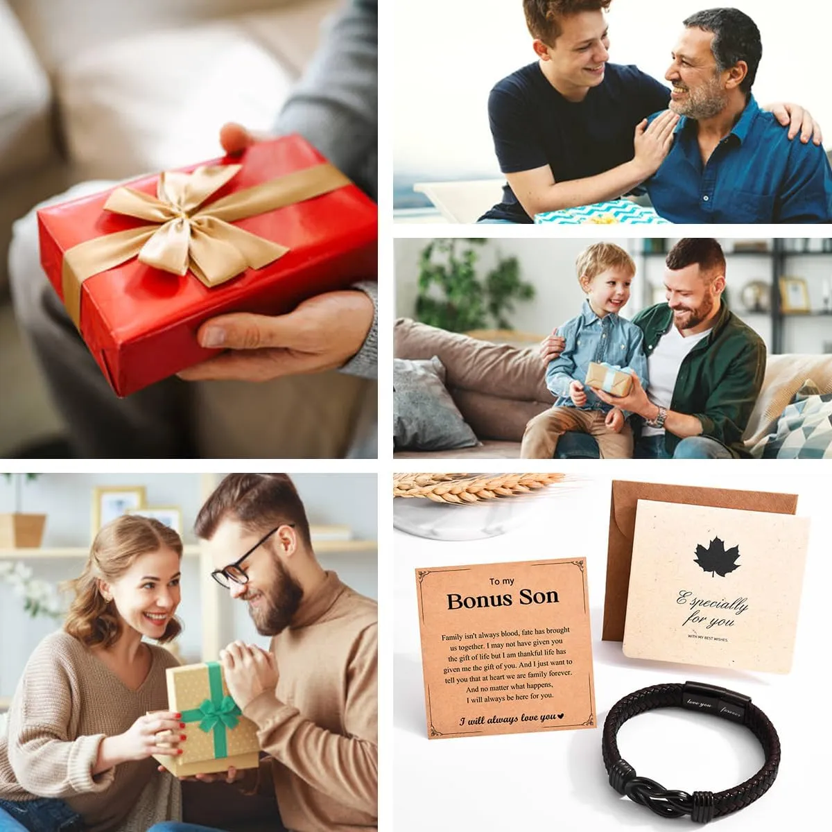 Gifts for New Dad Grandpa Uncle Bonus Son Grandson Brother Nephew Friends, Braided Leather Bracelet, Fathers Day Birthday Valentines Christmas Graduation Gifts for Men Boys