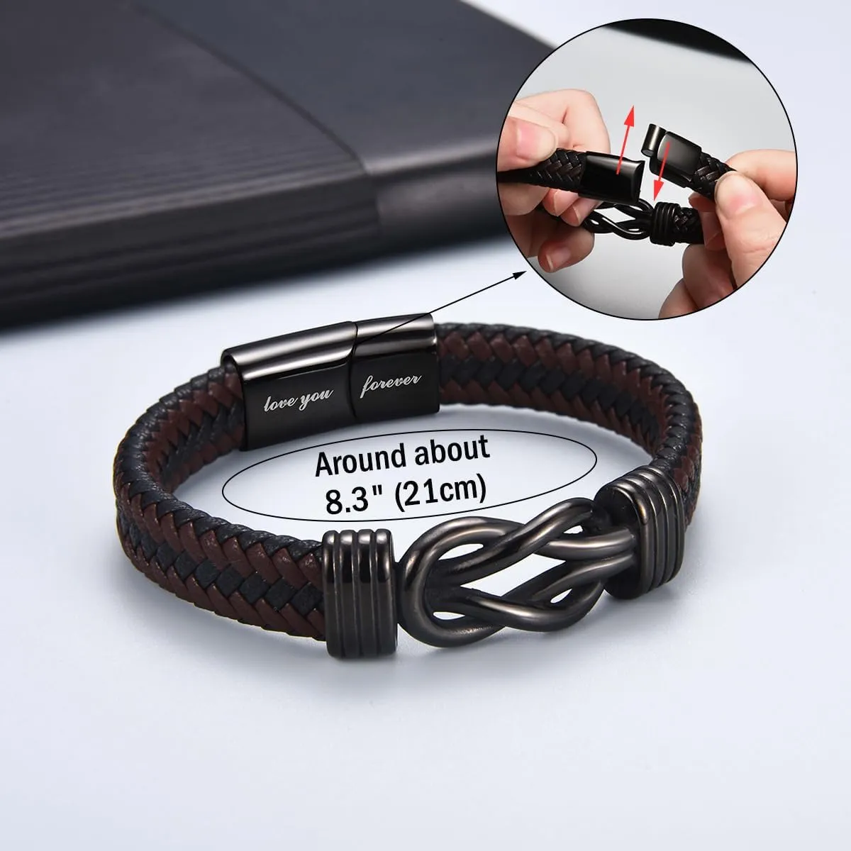 Gifts for New Dad Grandpa Uncle Bonus Son Grandson Brother Nephew Friends, Braided Leather Bracelet, Fathers Day Birthday Valentines Christmas Graduation Gifts for Men Boys