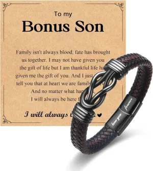 Gifts for New Dad Grandpa Uncle Bonus Son Grandson Brother Nephew Friends, Braided Leather Bracelet, Fathers Day Birthday Valentines Christmas Graduation Gifts for Men Boys