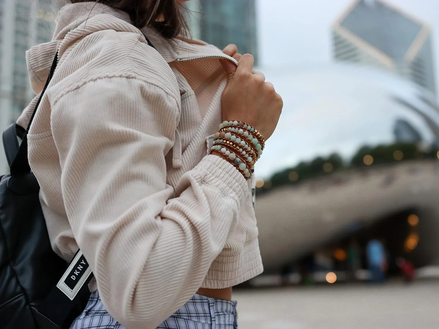 globi Natural Stone Wrap Bracelet For Women/Men | Adjustable Multilayer Genuine Leather Boho Handmade Beaded Bracelet