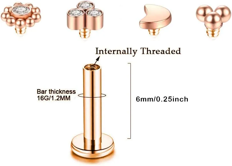 Gnoliew 16G 316L Stainless Steel Labret Monroe Lip Ring Studs Cartilage Helix Tragus Conch Daith Nose Piercing Jewelry.