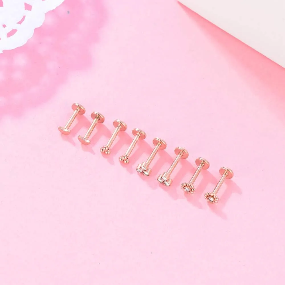 Gnoliew 16G 316L Stainless Steel Labret Monroe Lip Ring Studs Cartilage Helix Tragus Conch Daith Nose Piercing Jewelry.