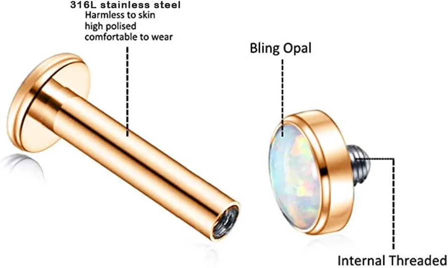 Gnoliew 16G 316L Stainless Steel Labret Monroe Lip Ring Studs Cartilage Helix Tragus Nose Piercing