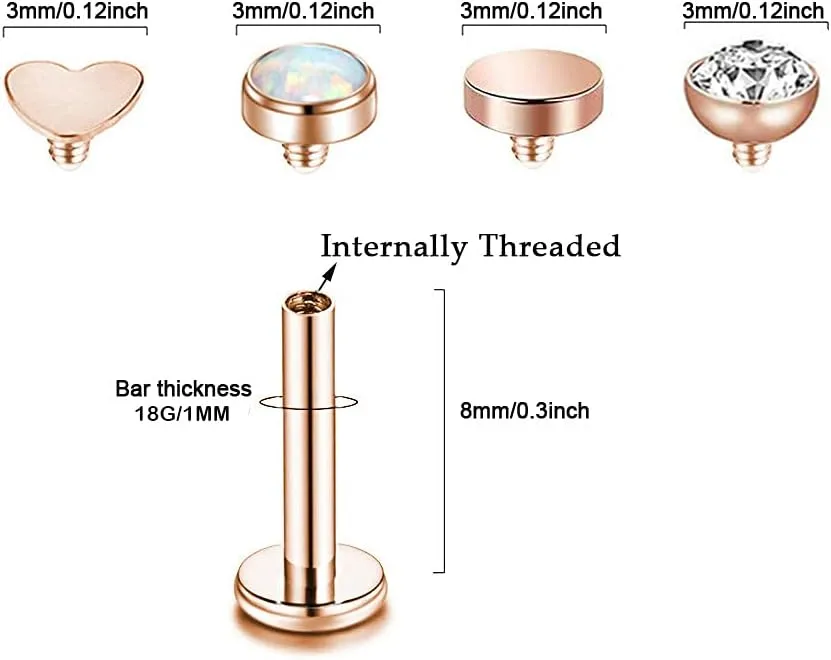 Gnoliew 16G 316L Stainless Steel Labret Monroe Lip Ring Studs Cartilage Helix Tragus Nose Piercing