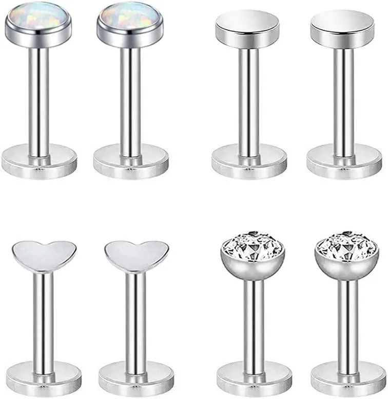 Gnoliew 16G 316L Stainless Steel Labret Monroe Lip Ring Studs Cartilage Helix Tragus Nose Piercing