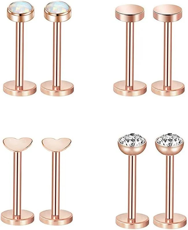 Gnoliew 16G 316L Stainless Steel Labret Monroe Lip Ring Studs Cartilage Helix Tragus Nose Piercing
