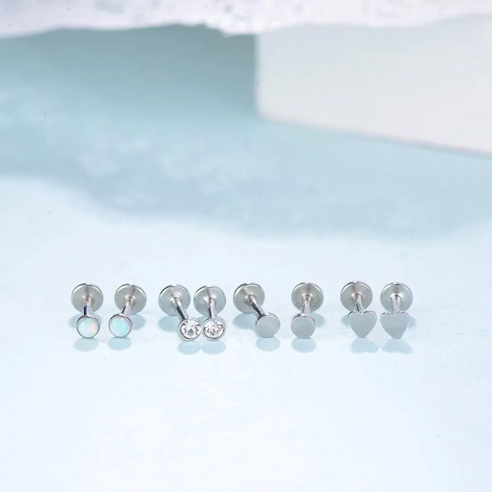 Gnoliew 16G 316L Stainless Steel Labret Monroe Lip Ring Studs Cartilage Helix Tragus Nose Piercing