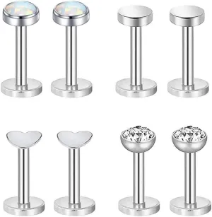 Gnoliew 16G 316L Stainless Steel Labret Monroe Lip Ring Studs Cartilage Helix Tragus Nose Piercing