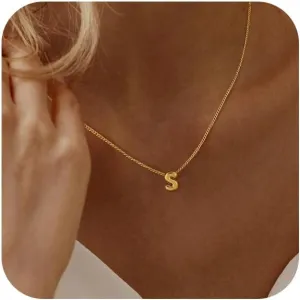 Gold Bubble Letter Necklace for Women,14K Gold Plated Initial Letter Necklace Prendant Name Necklace Dainty Charm Necklace Initial Necklaces for Women Trendy Gold Jewelry Personalized Gifts