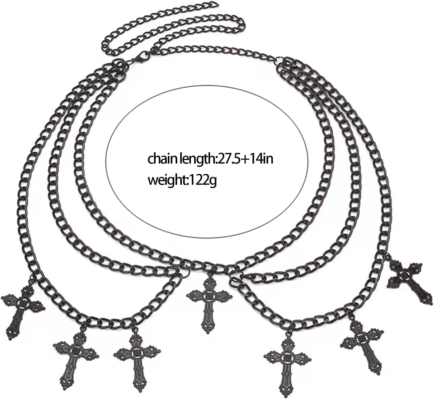 Gold Cross Chain Belt for Women Adjustable Bohemian Layered Waist Chain Belt Punk Gothic Cross Belly Chain Summer Bikini belt Cross pendant body Jewelry