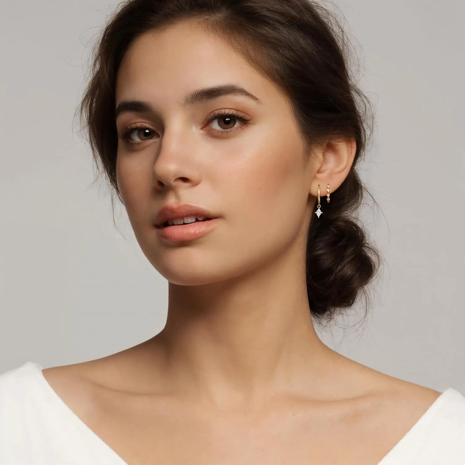 Gold Dainty Earrings Set For Women,14k Earring Stacks Gold Small Stackable Earrings,Cartilage Dangle Jewelry Hoop Earring Sets For Multiple Piercing,Birthday Ideas For Mom Friend Wife
