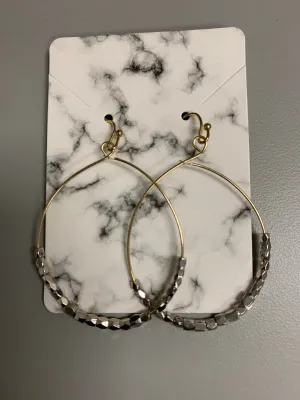 Gold Drop Hoop Earring with Silver Beads