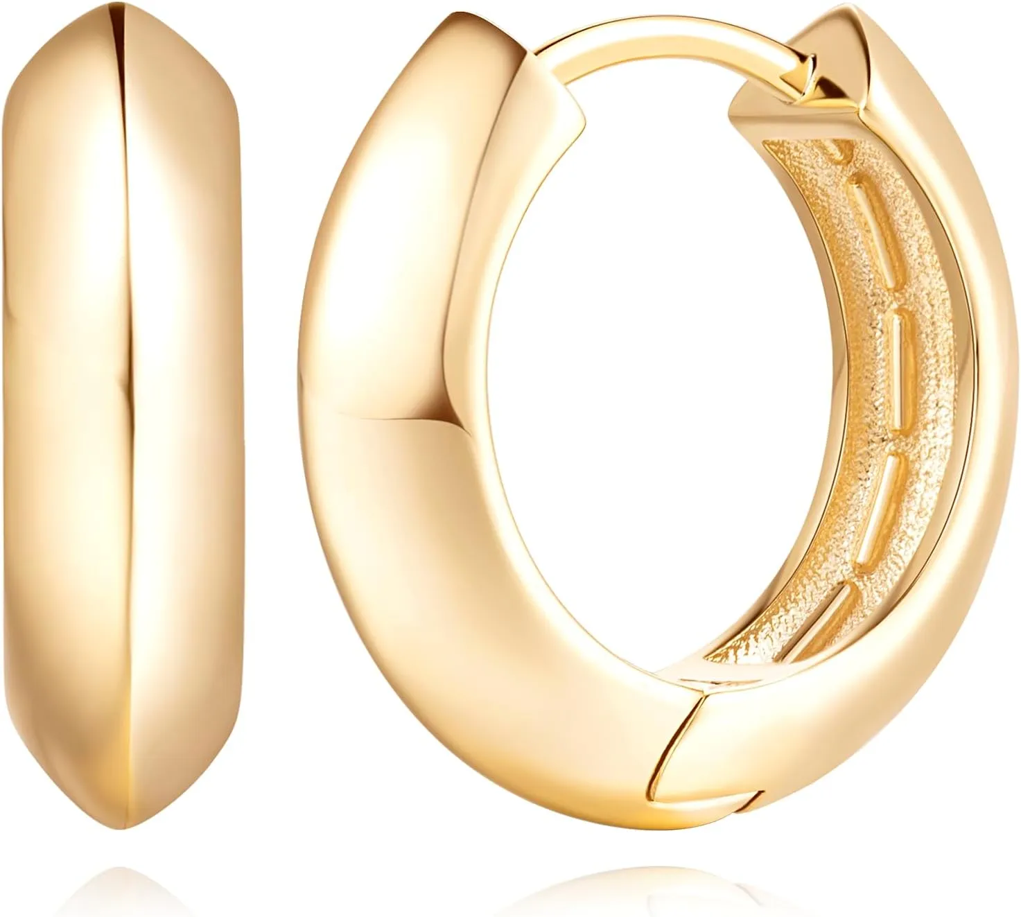 Gold Earrings 14K Gold Hoop Earrings for Womens Hoop Earring Unique Small Thick Chunky Womens Hoops Earring 20mm