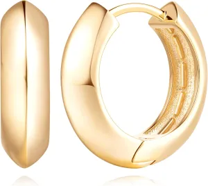 Gold Earrings 14K Gold Hoop Earrings for Womens Hoop Earring Unique Small Thick Chunky Womens Hoops Earring 20mm