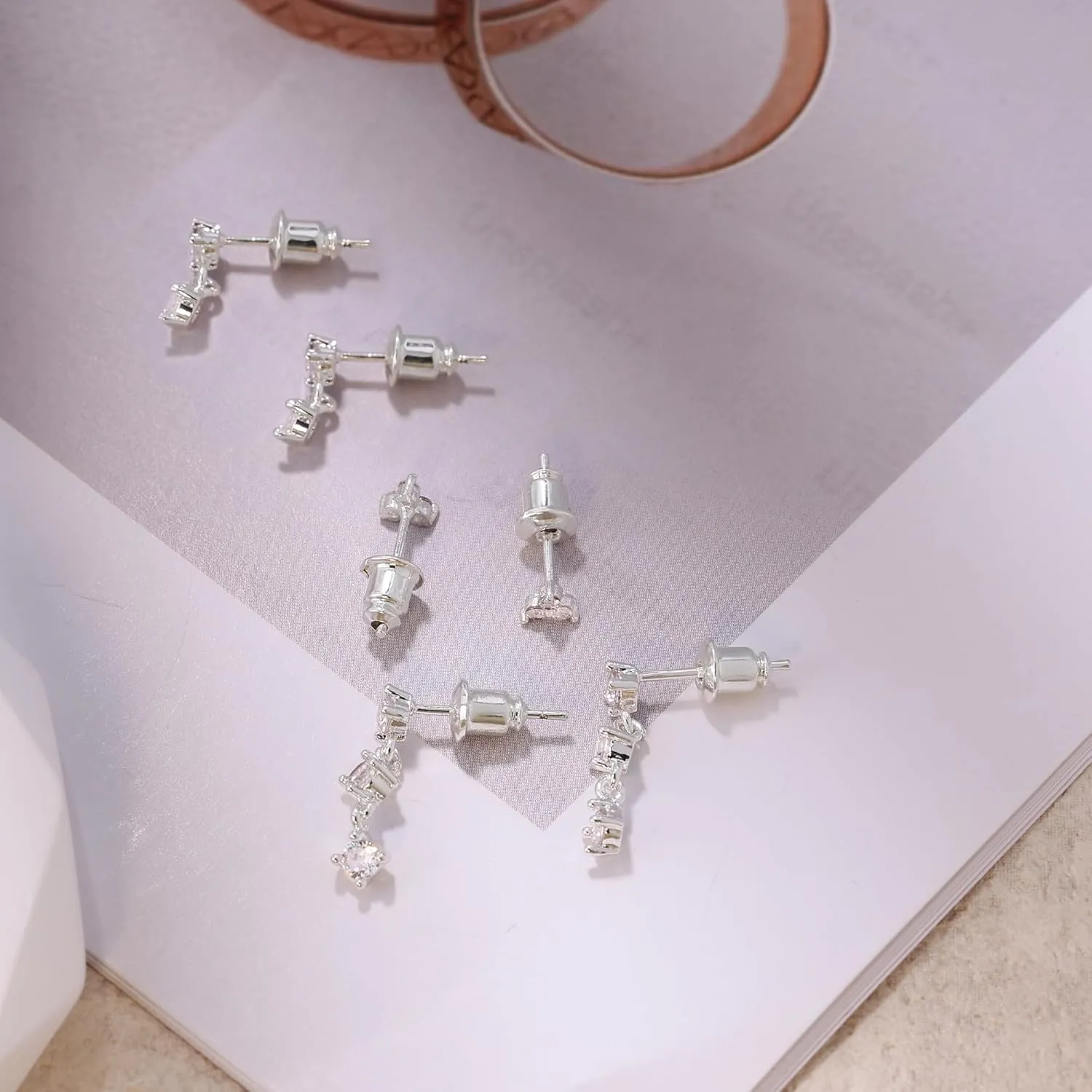 Gold Earrings for Women Trendy,Dainty Dangle Earrings 14K Gold Plated Huggie Hoop Earrings Hypoallergenic Cartilage Earring Set Cute Drop Dangle Earrings Simple Cross Heart Earrings Jewelry
