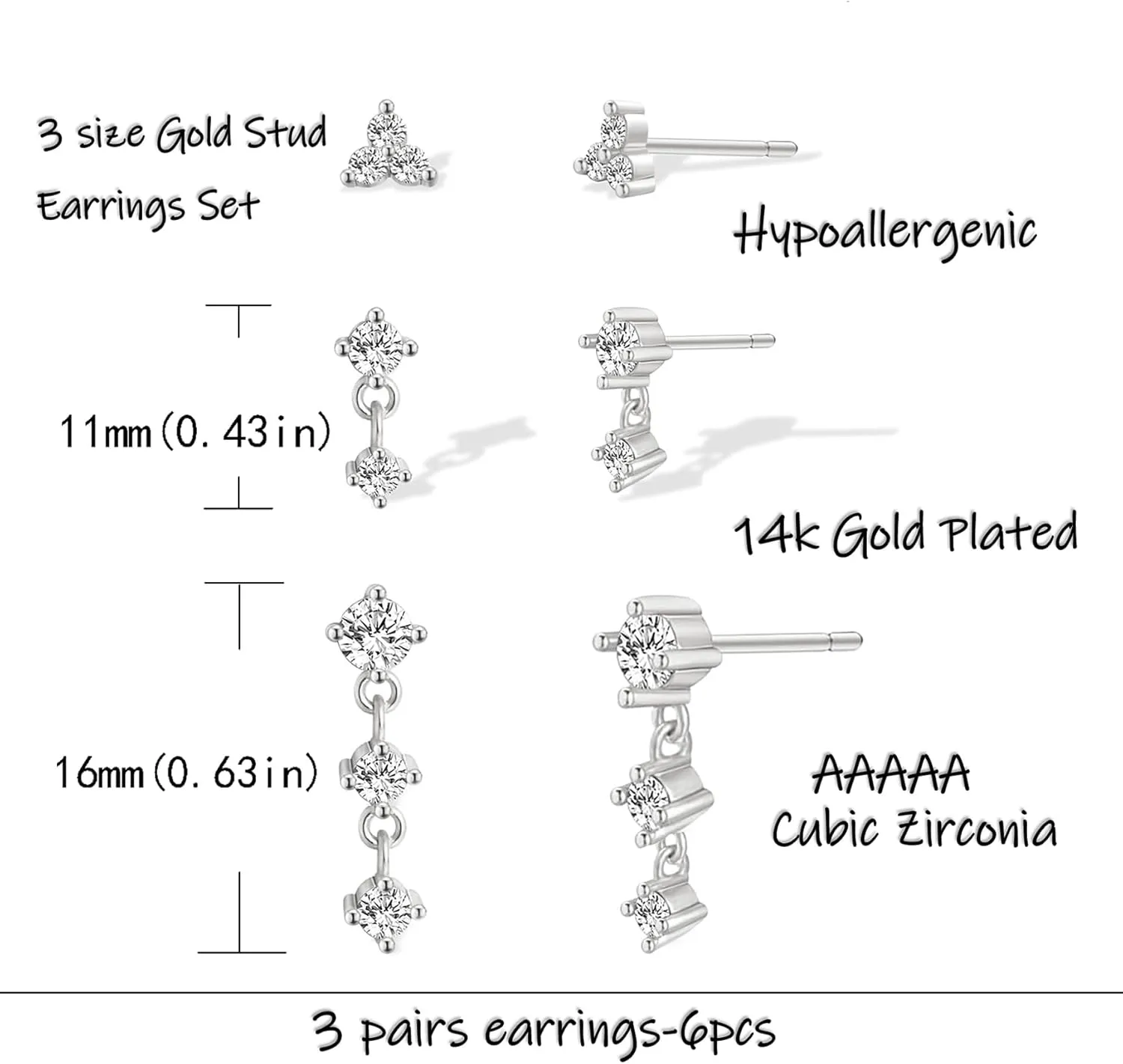Gold Earrings for Women Trendy,Dainty Dangle Earrings 14K Gold Plated Huggie Hoop Earrings Hypoallergenic Cartilage Earring Set Cute Drop Dangle Earrings Simple Cross Heart Earrings Jewelry