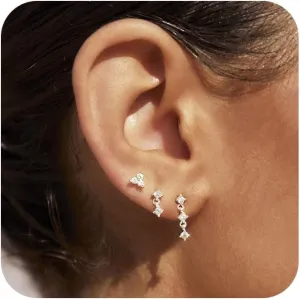 Gold Earrings for Women Trendy,Dainty Dangle Earrings 14K Gold Plated Huggie Hoop Earrings Hypoallergenic Cartilage Earring Set Cute Drop Dangle Earrings Simple Cross Heart Earrings Jewelry
