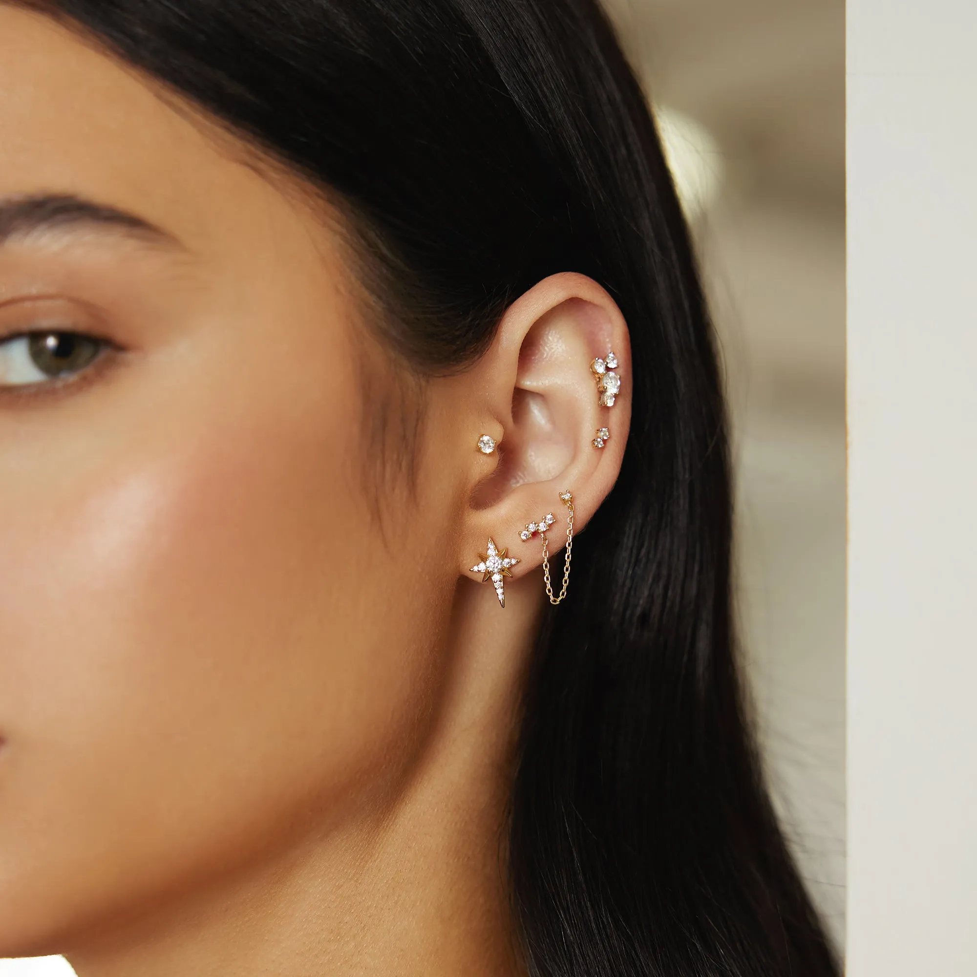 Gold Eight-Pointed Star Stud Earrings
