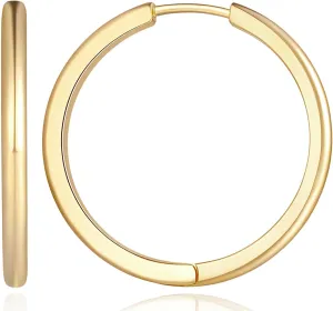 Gold Hoop Earrings 14K Gold Hoop Earrings for Women Minimalist Huggie Hoops Earring for Womens Hoops Earring Elegance 30mm