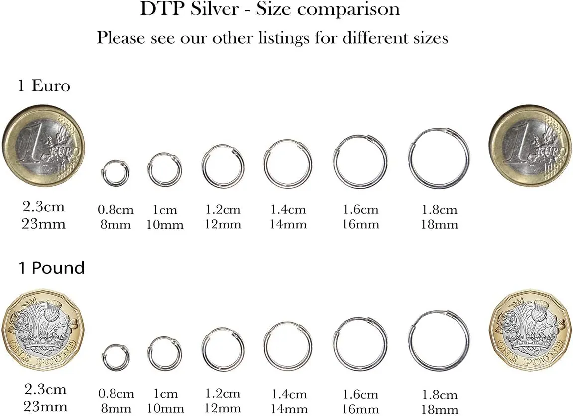 Gold Hoop Earrings for Women - 925 Sterling Silver Hoops 24K Gold Plated Earrings - Large Hoops - Tiny Hoop Earring - Hypoallergenic Ear Piercing - Cartilage Ring - Nose Ring - Sizes 8 mm to 80 mm