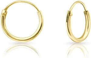 Gold Hoop Earrings for Women - 925 Sterling Silver Hoops 24K Gold Plated Earrings - Large Hoops - Tiny Hoop Earring - Hypoallergenic Ear Piercing - Cartilage Ring - Nose Ring - Sizes 8 mm to 80 mm