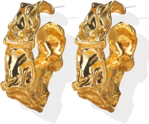 Gold Hoop Earrings for Women Trendy Chunky Hoop Earrings Small Thick Oval Open Hoop Earrings Hypoallergenic Lightweight Earrings for Women Gold Jewelry