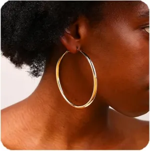 Gold Hoop earrings Gold Plated Large Big Hoops for Women Lightweight Hypoallergenic Thick Hoop Earrings Minimalist Thin Hoop Earrings Prom Dress Jewerly
