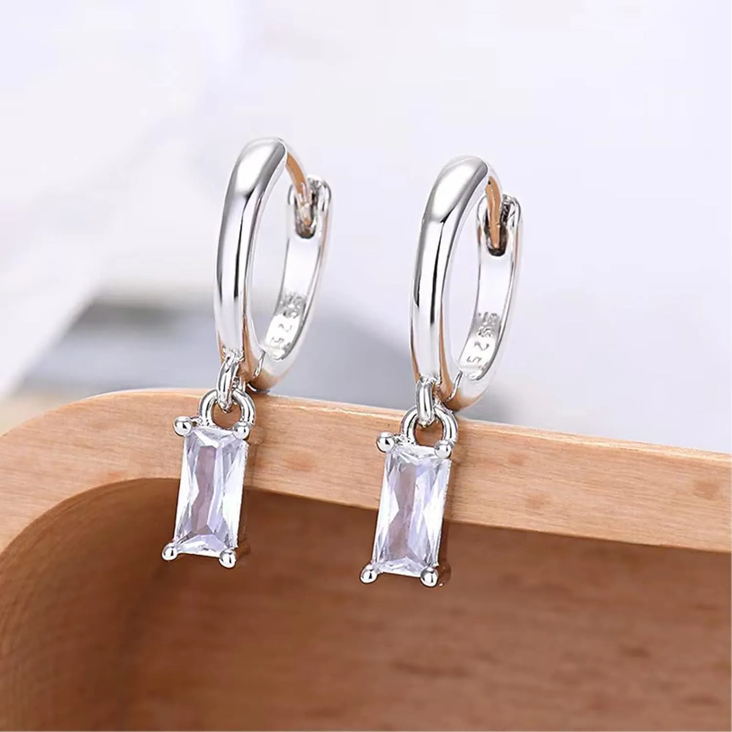 Gold Hoop Earrings With Green Drop, Huggie Hoops For Women & Men - 14K Gold, Hypoallergenic - 2PCS