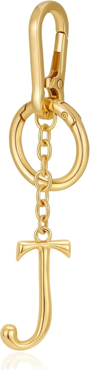 Gold Letter Keychain for Women, Initial A-Z Enamel Bag Charm Fashion Cute Keychain for Handbag Accessories Gifts
