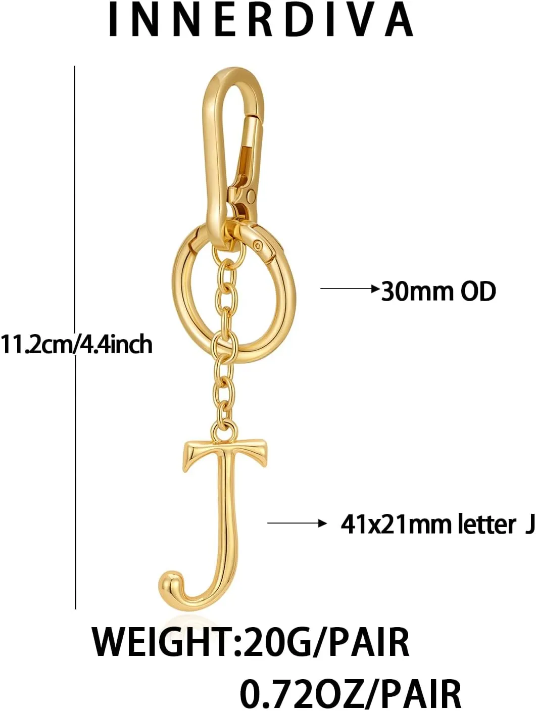 Gold Letter Keychain for Women, Initial A-Z Enamel Bag Charm Fashion Cute Keychain for Handbag Accessories Gifts
