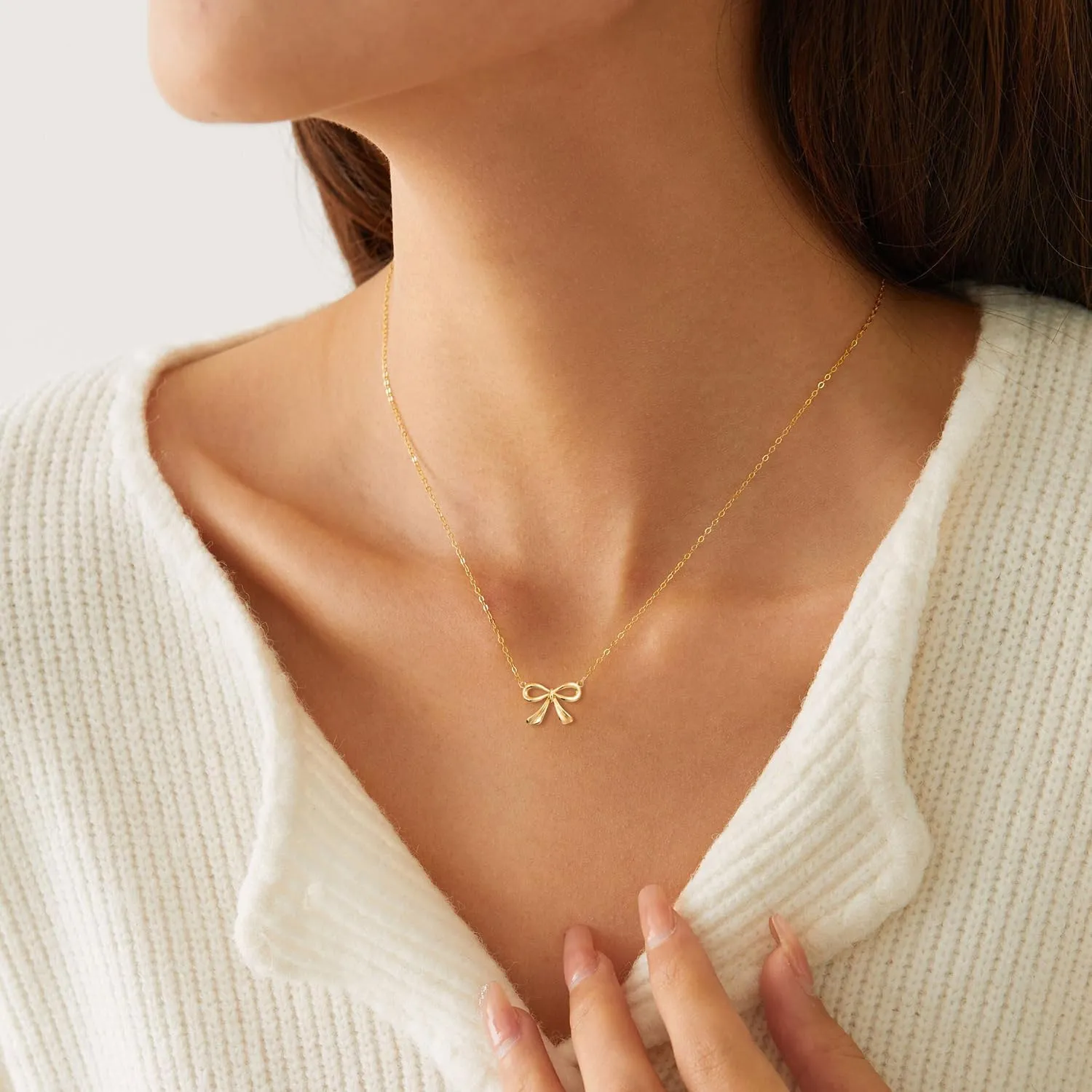 Gold Necklace for Women- 14K Gold Plated Cross Necklace Dainty Bow Necklace Infinity Cowboy Boot Necklace 16.5" 2"