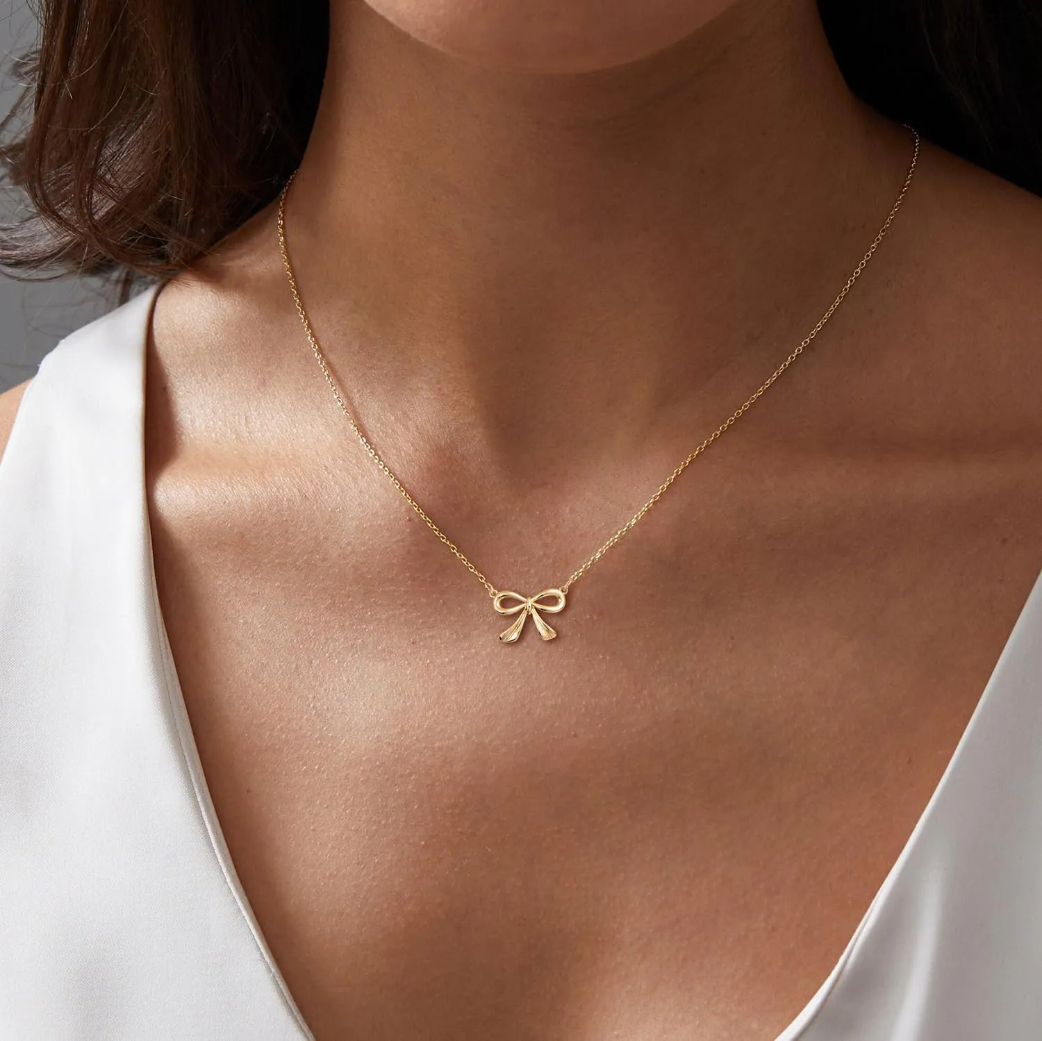 Gold Necklace for Women- 14K Gold Plated Cross Necklace Dainty Bow Necklace Infinity Cowboy Boot Necklace 16.5" 2"