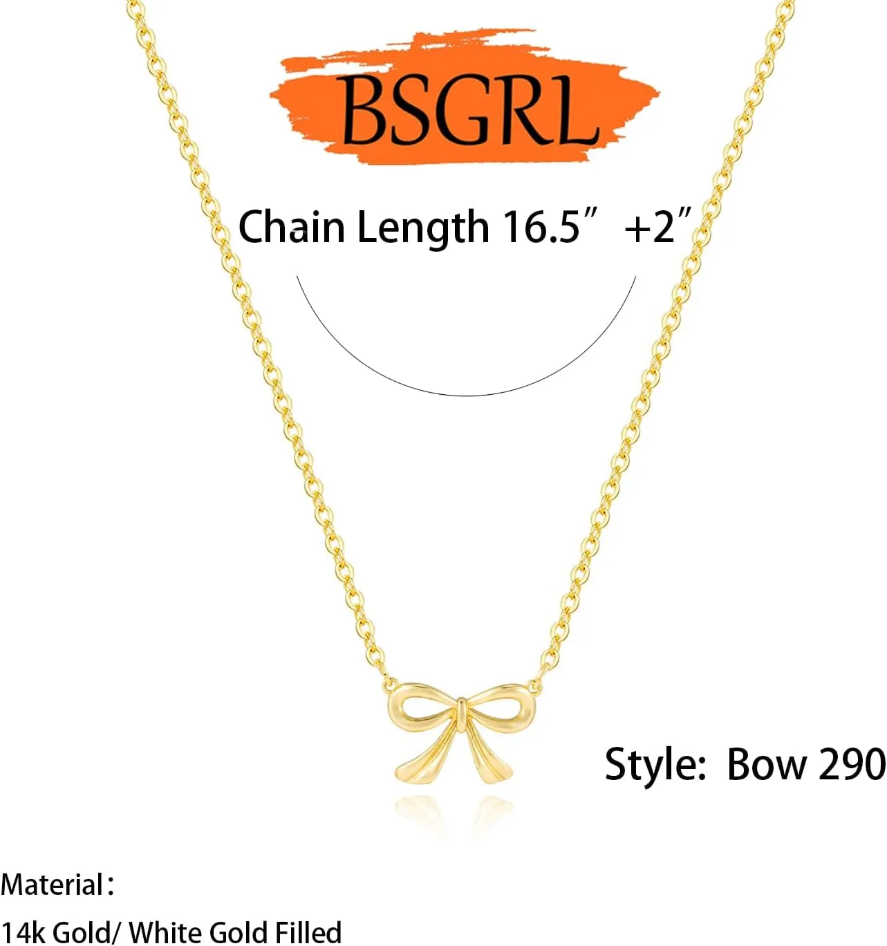 Gold Necklace for Women- 14K Gold Plated Cross Necklace Dainty Bow Necklace Infinity Cowboy Boot Necklace 16.5" 2"