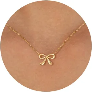 Gold Necklace for Women- 14K Gold Plated Cross Necklace Dainty Bow Necklace Infinity Cowboy Boot Necklace 16.5" 2"