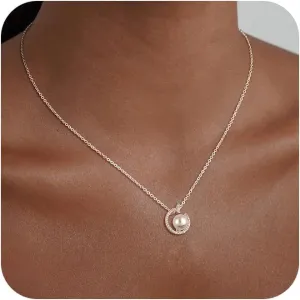 Gold Pearl Necklaces for Women, Layered 14K Gold Plated/Silver Pearl Necklace Set Trendy Layering Simple Pendant Choker Necklace Stack Fashion Jewelry