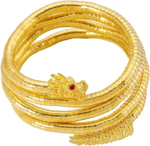 Gold Punk Snake Choker Necklace Bracelet for Women,Gold Multi Layered Flexible Dragon Necklace,Personality Halloween Masquerade Ball Jewelry Gifts