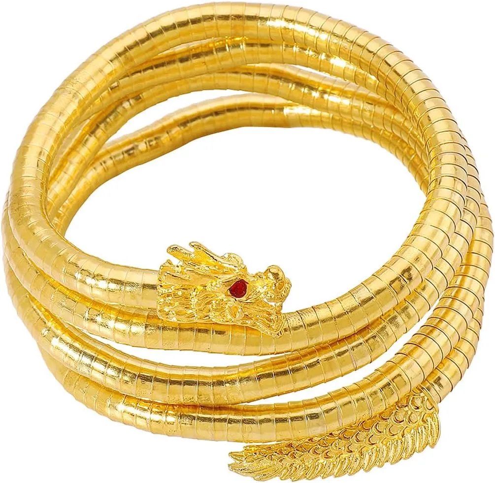 Gold Punk Snake Choker Necklace Bracelet for Women,Gold Multi Layered Flexible Dragon Necklace,Personality Halloween Masquerade Ball Jewelry Gifts