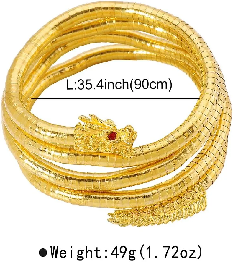 Gold Punk Snake Choker Necklace Bracelet for Women,Gold Multi Layered Flexible Dragon Necklace,Personality Halloween Masquerade Ball Jewelry Gifts