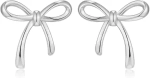 Gold Silver Bow Stud Earrings for Women Bow Jewelry Simple Earrings