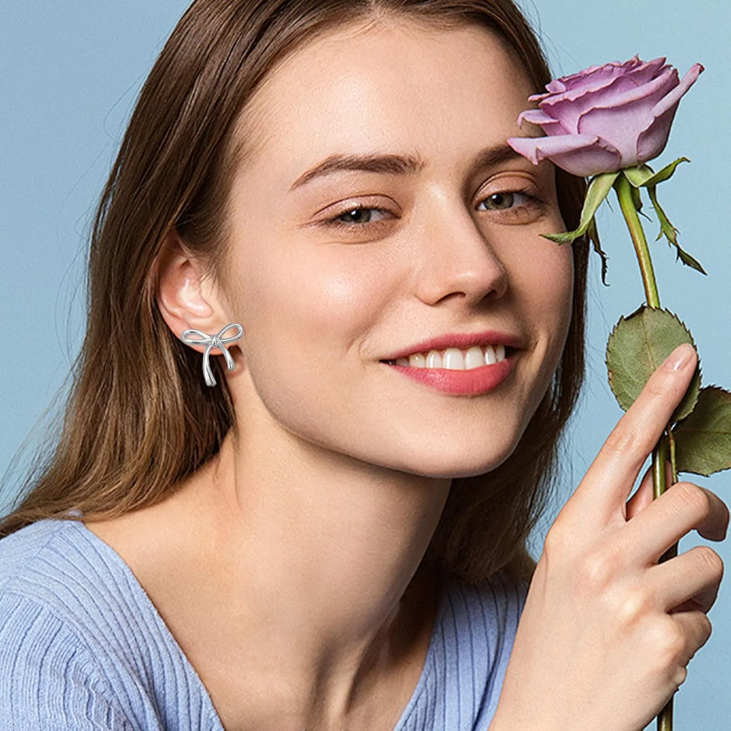 Gold Silver Bow Stud Earrings for Women Bow Jewelry Simple Earrings