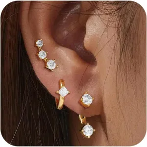 Gold Silver Hoop Earrings for Women Hypoallergenic Trendy Stud Earrings Small Dangle Huggie Hoop Earrings for Women Jewelry Gifts
