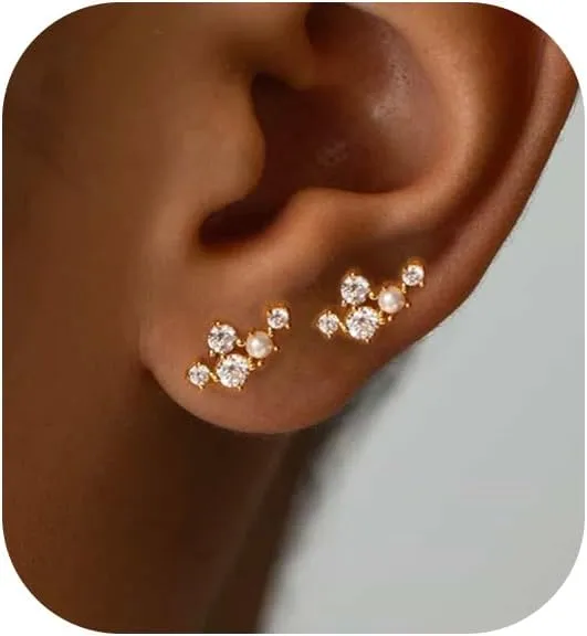Gold Starfish&Shell Summer Earrings Dainty Gold Stud Earrings for Women Trendy Hypoallergenic 14k Statement Seashell Earrings for Women Simple Beach Summer Jewelry