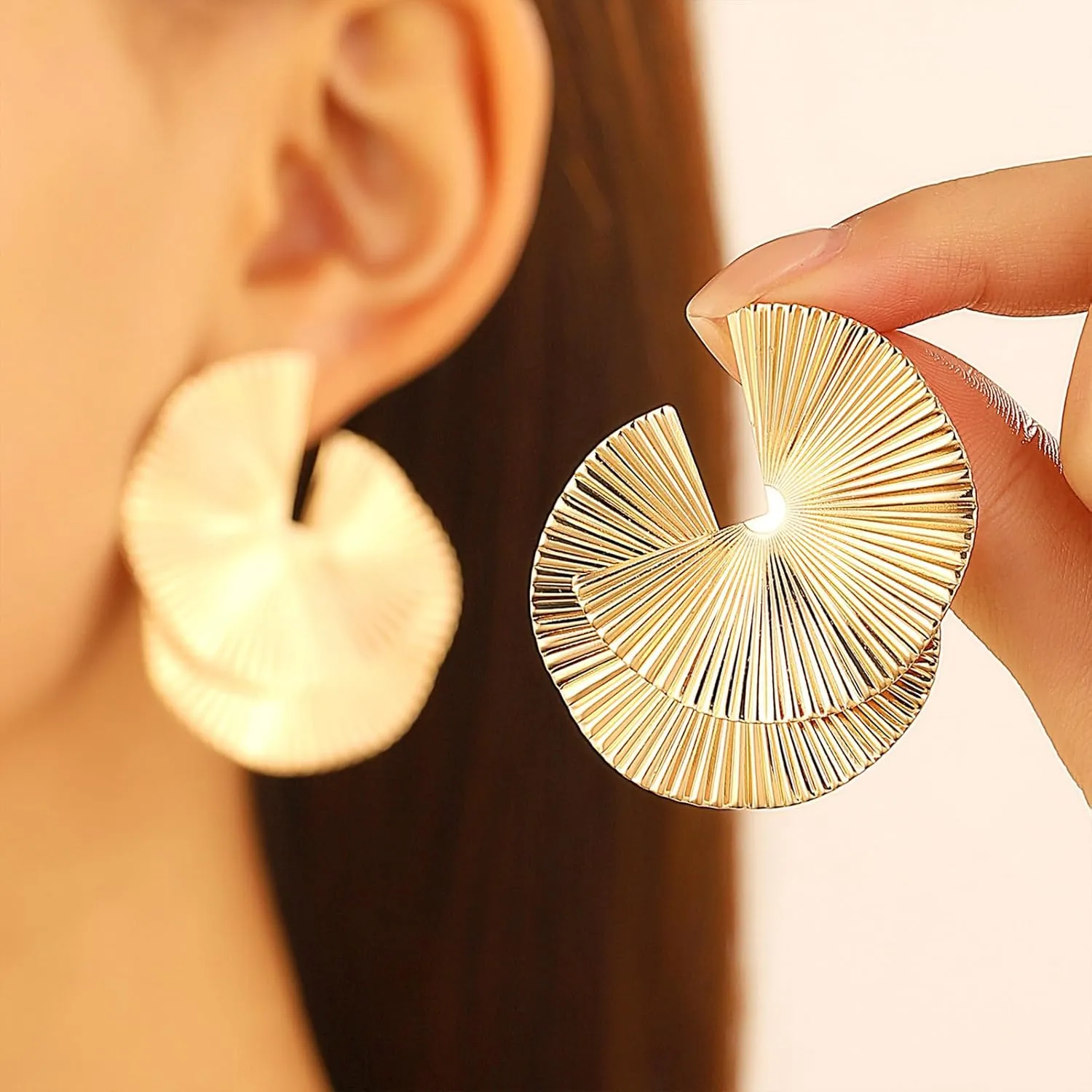 Gold Statement Earrings for Women Chunky Silver Earrings Big Gold Dangle Earrings for Women Vintage Geometri Earrings Chunky Gold Jewelry