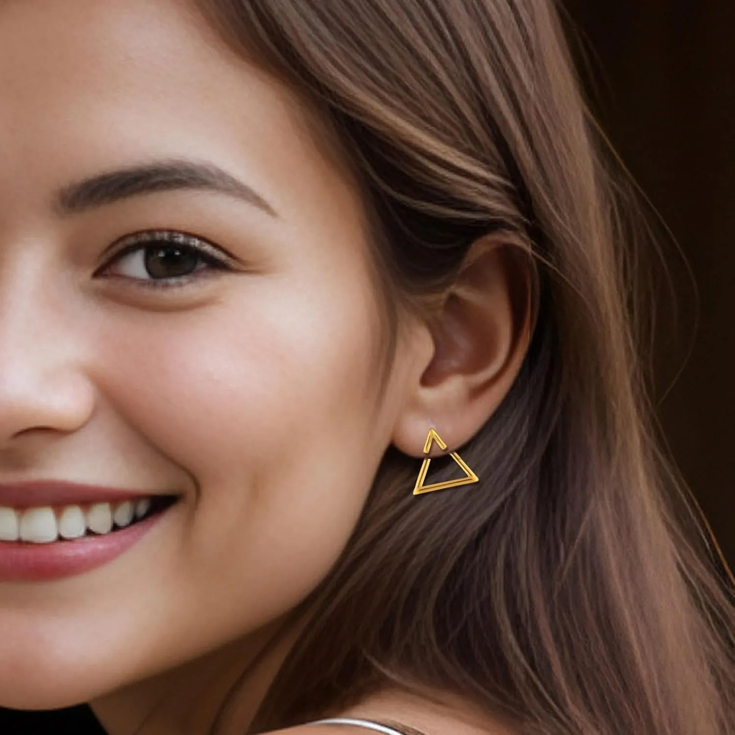 Gold Stud Earrings for Women Dainty Unique Small Simple Circle Triangle Earring Geometric Ear Jacket Earrings Stainless Steel Hypoallergenic Jewelry