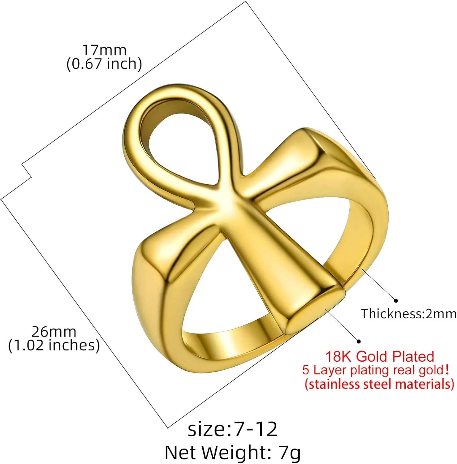 GOLDCHIC JEWELRY Eyes of Horus Ring for Men Women, Stainless Steel Ankh Ring, Ancient Egyptians Symbol Wadjet Eye Protection Ring Protection Jewelry