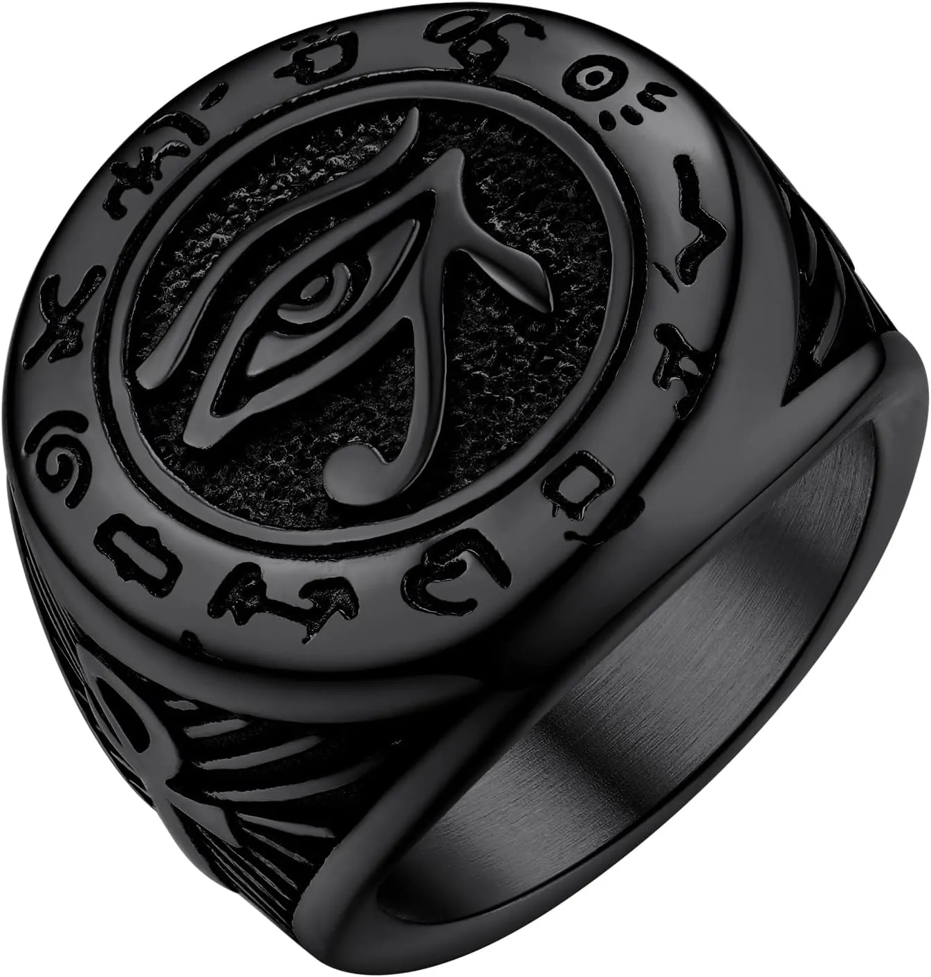 GOLDCHIC JEWELRY Eyes of Horus Ring for Men Women, Stainless Steel Ankh Ring, Ancient Egyptians Symbol Wadjet Eye Protection Ring Protection Jewelry